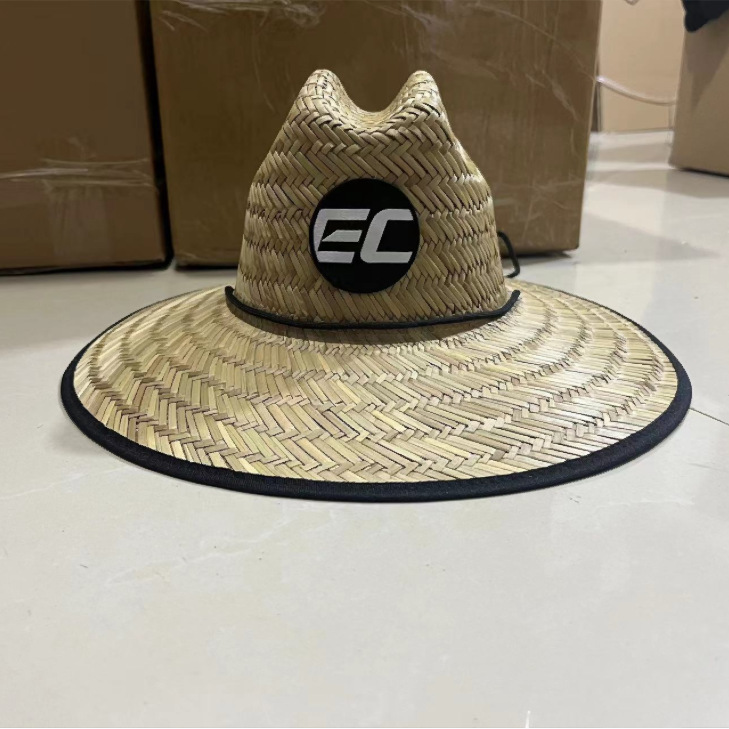 Sombrero de paja para hombre estilo playa, diseño salvavidas, moda verano 2024