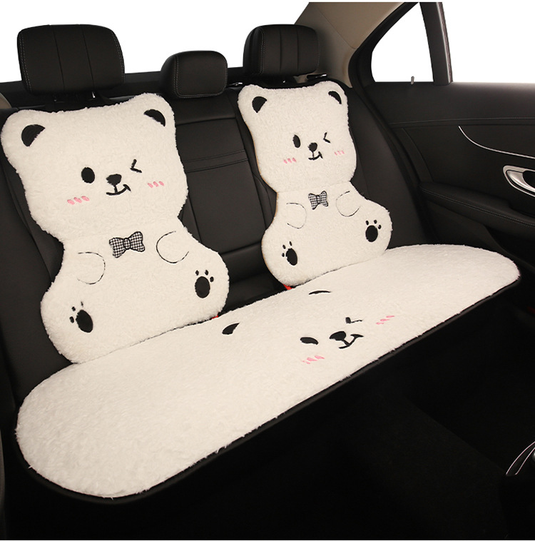 Winter Plush Cartoon Car Seat Cushion for Car Use to Keep Warm and Cold, Special Seat Cushion with Cute Little Waist, Non-Slip and Free of Binding