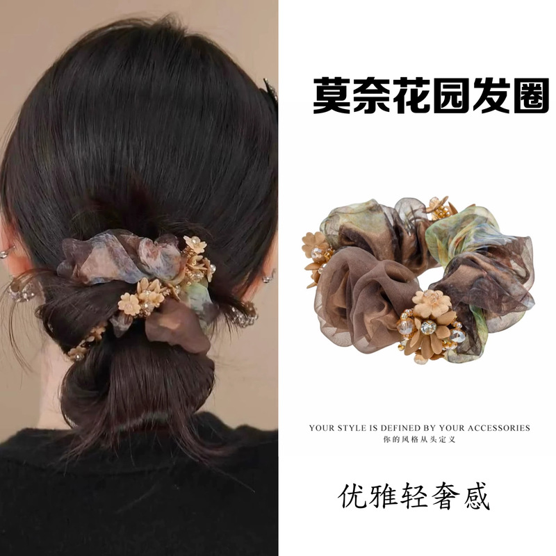 Rhinestone Hair Tie, Ponytail Hair Ring, Bun Hair Tie, Large Elastic Hair Band, Hair Rope, Fashionable Hair Accessory