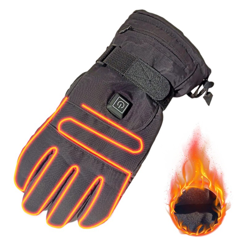Cross-Border Wholesale Electric Heated Cycling Gloves Manufacturer Fleece-Lined Thickened Water-Repellent Winter Warm Cycling Ski Gloves