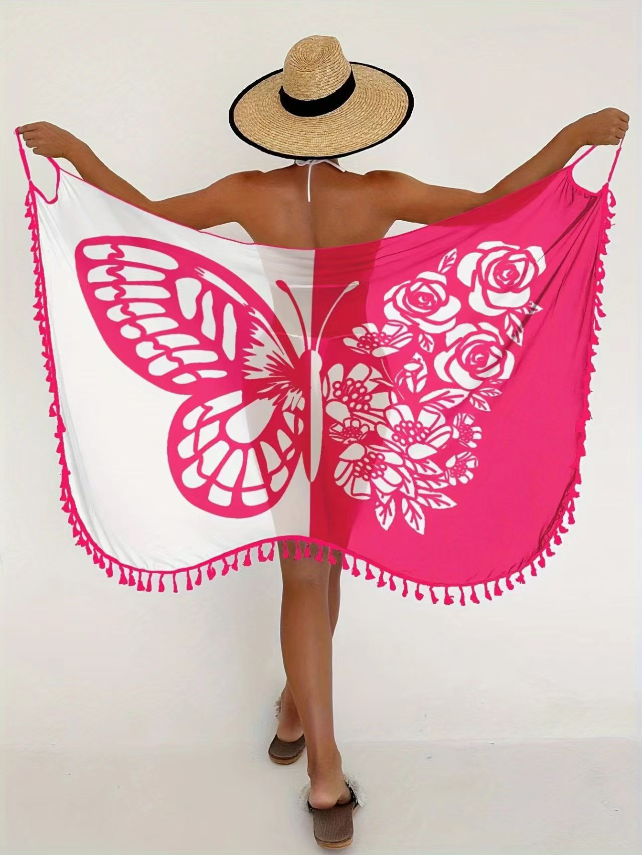 Falda Envolvente Playera de Colores Contrastantes para Mujer de Poliéster con Tirantes para Playa y Termas