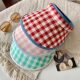 Red Plaid Ice Silk Empty Top Sun Hat Women's Summer Anti-UV Sun Hat Outdoor Big Brim Sun Hat