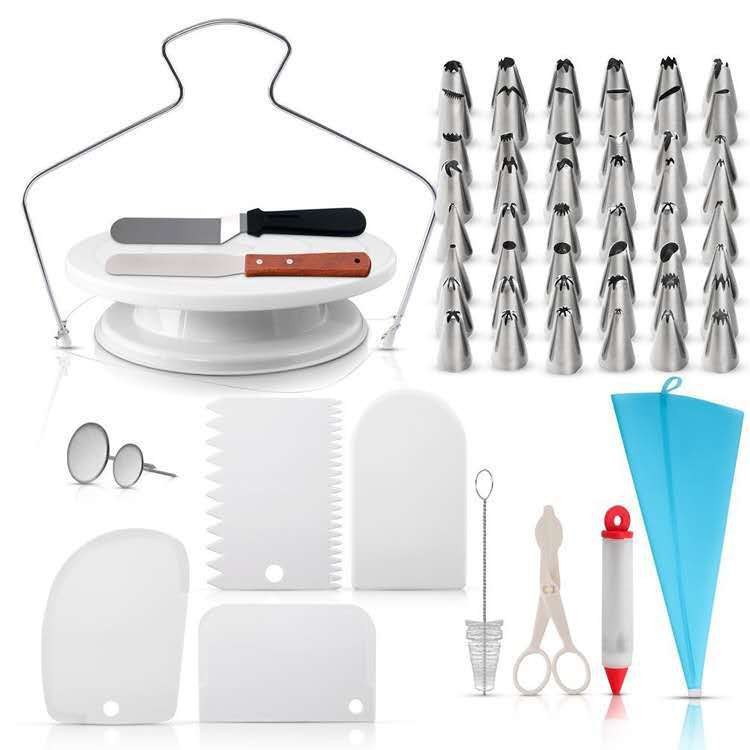Amazon 73-piece set decorating cake turntable cream glue decorating nozzle disposable decorating bag