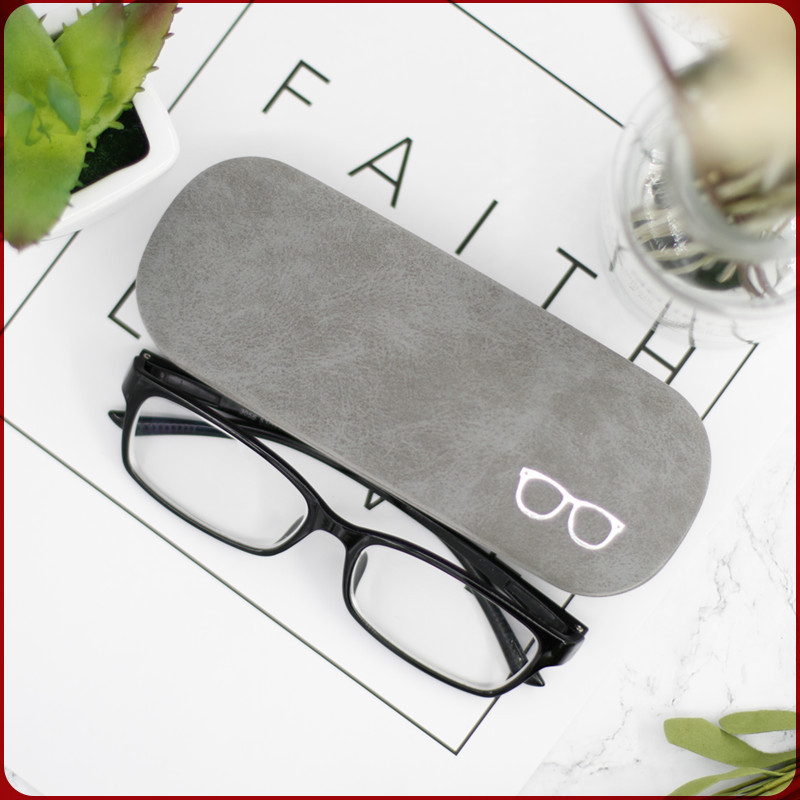 新款磨砂皮男女时尚眼镜盒in近视收纳盒布艺抗压便携羊巴抗压铁盒|ru