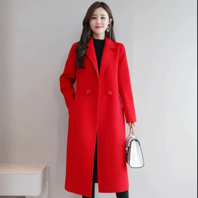 Autumn woolen coat, jacket, mid-length, plus size, Korean style