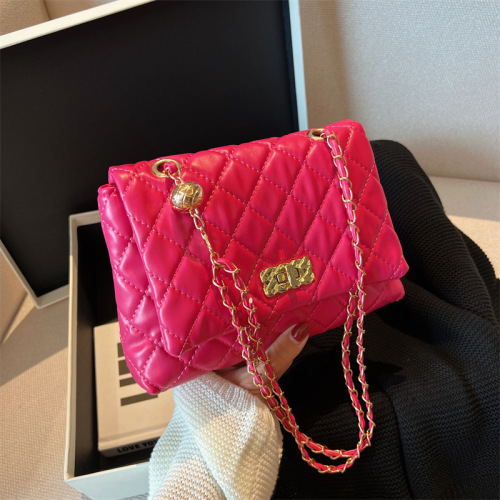 Twist lock rhombus chain bag women summer  new trendy fashion shoulder bag texture versatile simple crossbody bag