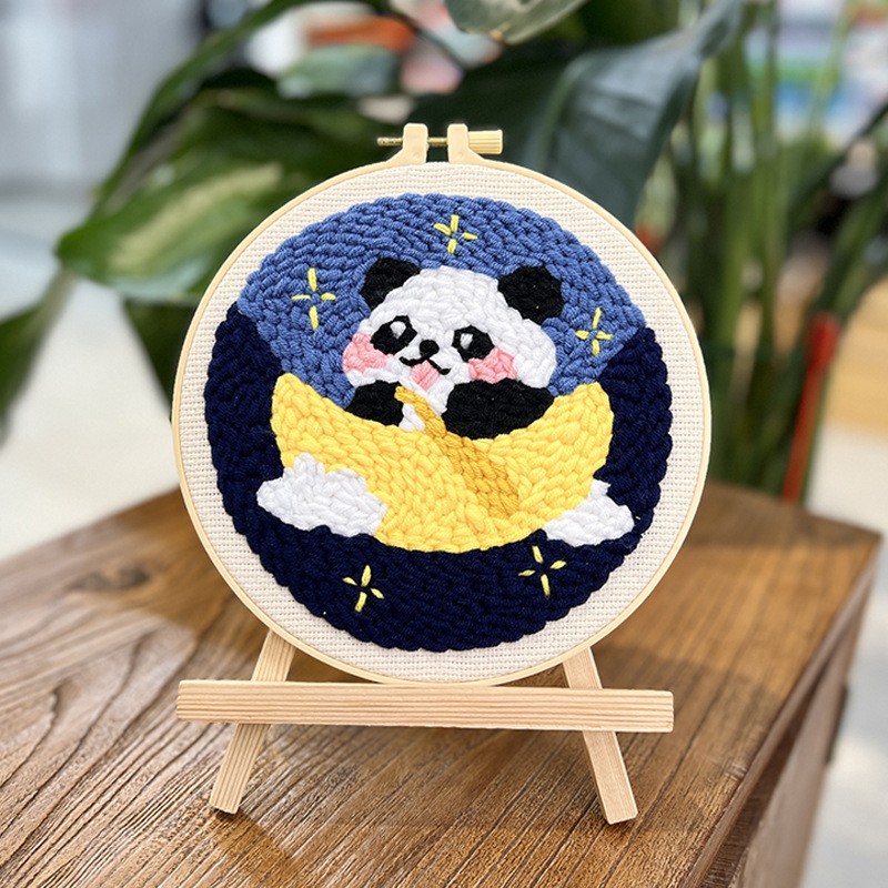 Bordado de punto de lana-Panda 5 (producto no terminado) 20cm imitación bambú estirado-lana gruesa