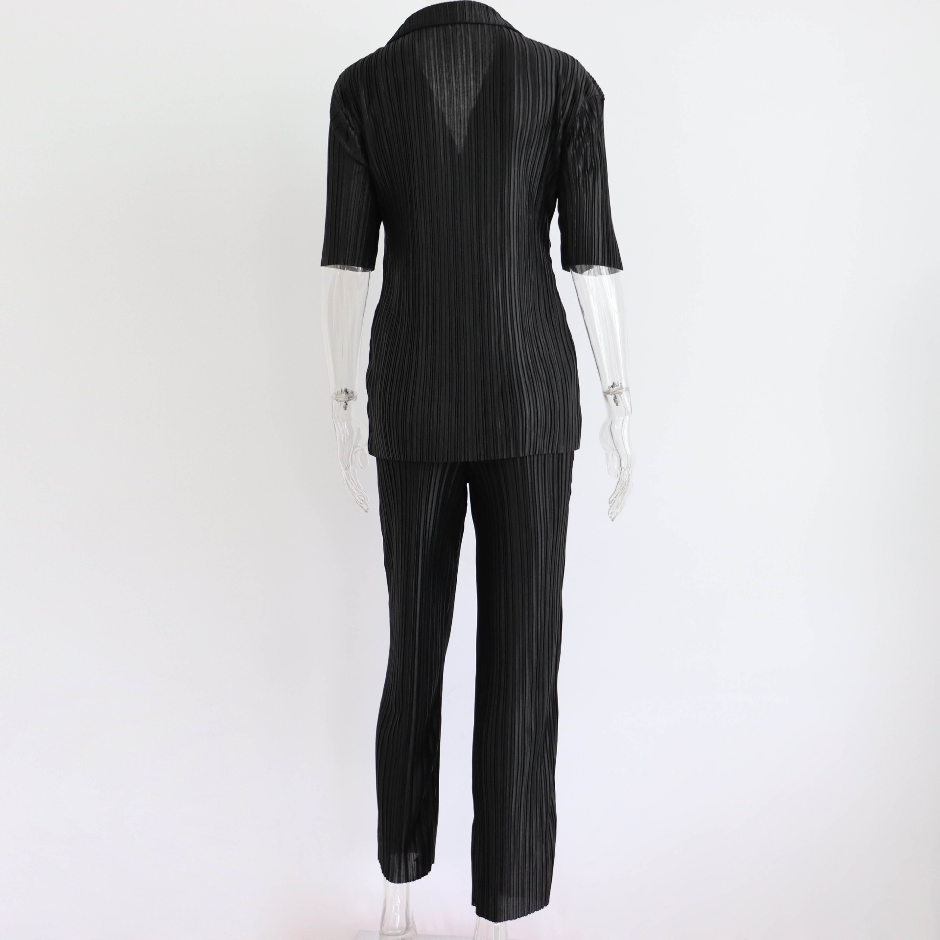 Summer Short Sleeve Loose Pleated Straight Leg Pants Two-Piece Set Sexy Complex Set Collar Sexy Set 10 Summer Short Sleeve Loose Pleated Straight Leg Pants Two-Piece Set Sexy Complex Set Collar Sexy Set