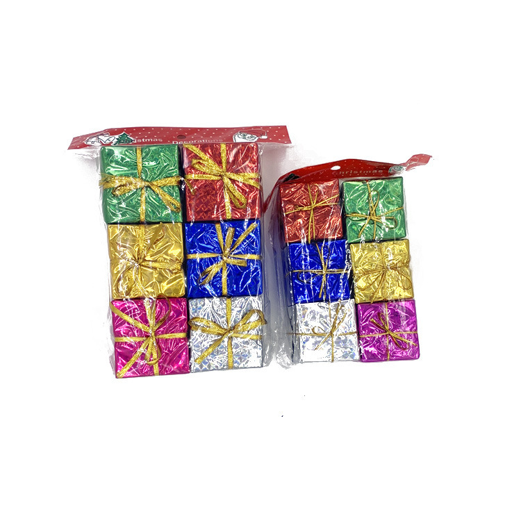 Paquete de regalo pequeño transfronterizo Paquete de regalo láser de espuma navideña Adornos de árbol de Navidad Colgante Decoración de color Paquete de regalo pequeño