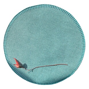 Line Linen Placemat Hotel Western-style Placemat Heat Insulated Non-slip Round Placemat Household Cotton Linen Cloth Placemat Washable