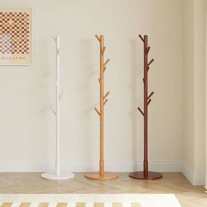 Solid Wood Laminate Floor-Standing Coat Rack Dormitory Internet Celebrity Clothes Rack Bedroom Living Room Entrance Hall Bag Rack Storage Rack