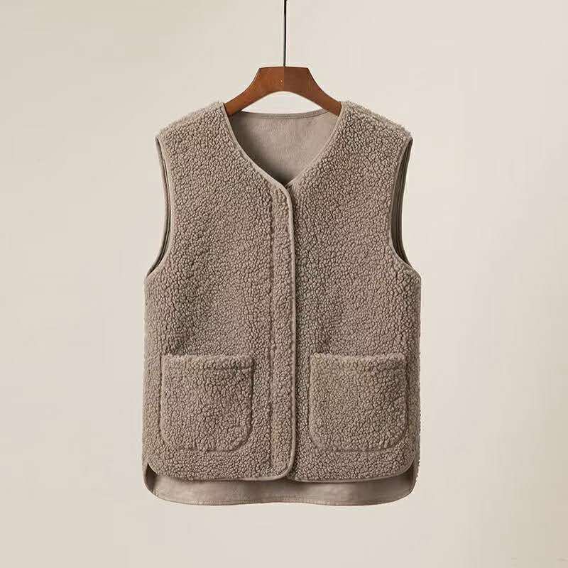 Chaleco de las mujeres nuevo Estilo Chaleco de piel bereber polar estilo coreano Otoño e Invierno versátil chaleco image 8
