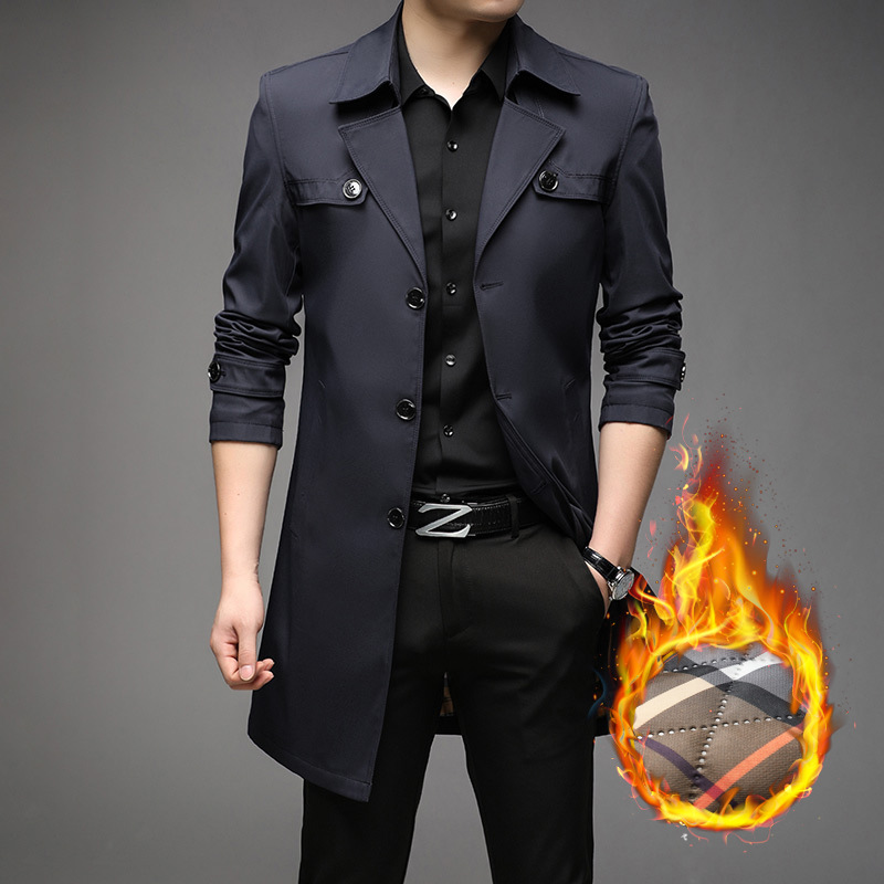 2024 Spring and Autumn New Mid Length Plus Cotton Windbreaker Men's Business Large Warm Coat 6 Colors_voghion.com