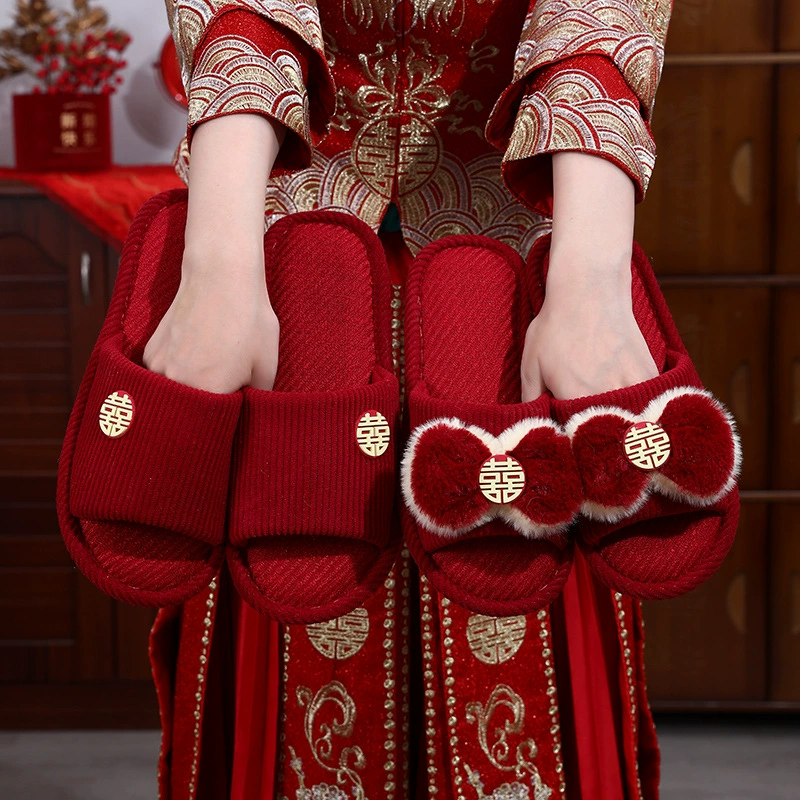 Четыре сезона свадебные тапочки праздничные красные пары свадебных пар