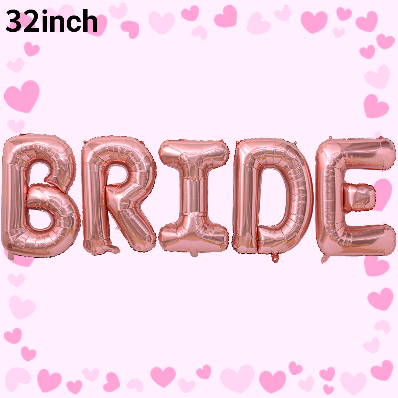 Globos de letras de aluminio para novias, superventas transfronterizos, en dorado, plateado y oro rosa con la inscripción BRIDE, para decoraciones de bodas y despedidas de soltera. image 12