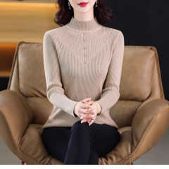包芯纱半高领时尚打底衫毛衣长袖秋冬新款气质百搭显瘦针织衫上衣