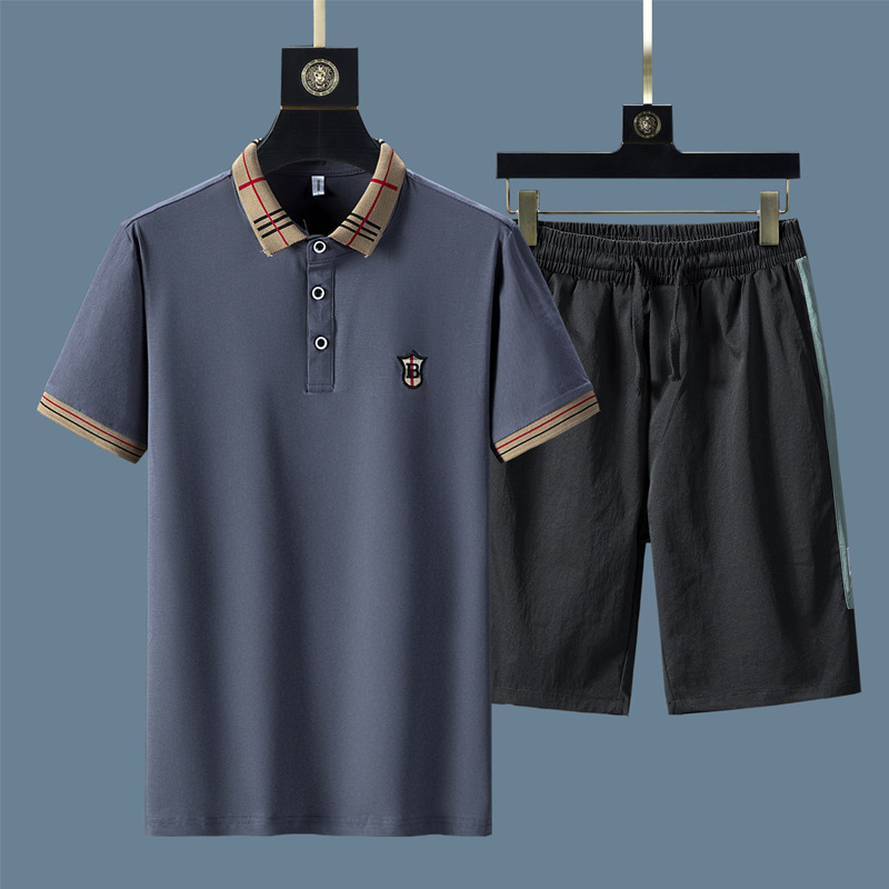 Traje deportivo delgado de verano para hombre 2025 verano nuevo estilo camisa POLO de manga corta pantalones cortos sueltos traje casual de algodón