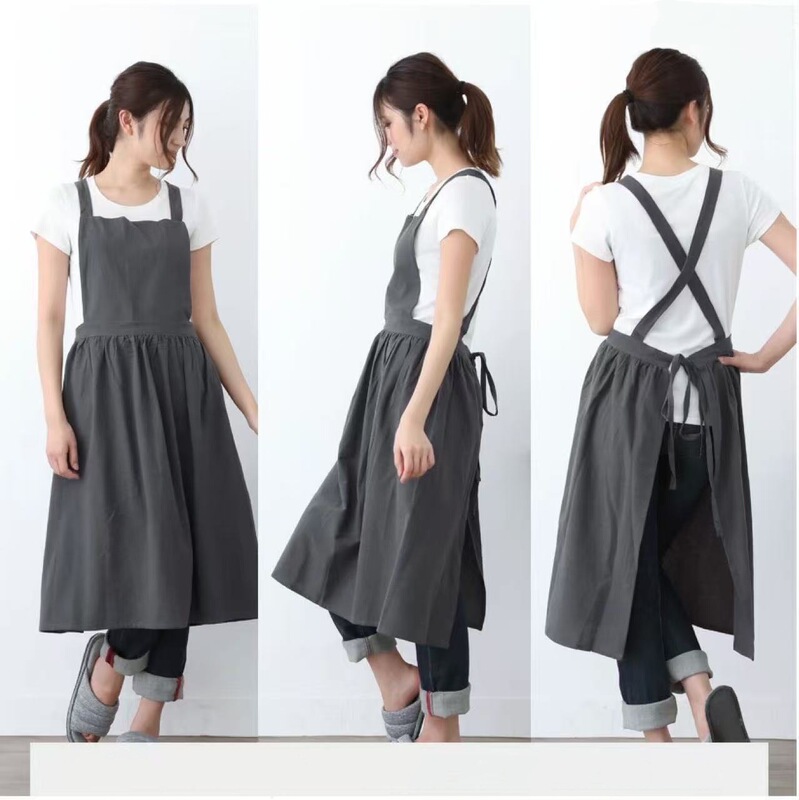 Japanese-style Korean-style Cotton and Linen Apron Lace-up Artistic Baking Florist Art Milk Tea Barista Mask Nail Bibs