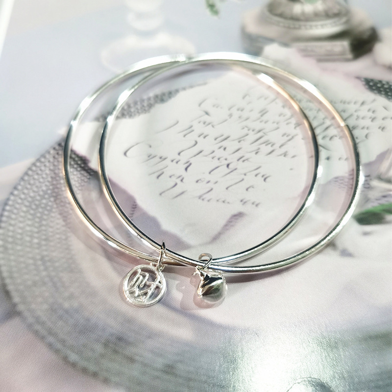 Double-ring Caizi Bell Bracelet Women's Simple Style Ins Light Luxury Design Men's and Women's Silver Bracelet Elegant High-end Bracelet Double-ring Caizi Bell Bracelet Women's Simple Style Ins Light Luxury Design Men's and Women's Silver Bracelet Elegant High-end Bracelet