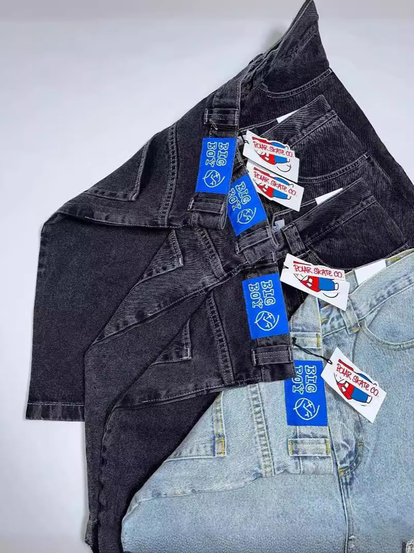 Streetwear Y2K Big Boy Jeans Hip Hop Cartoon Graphic Embroidered Loose Jeans High Waist Wide Leg Pants