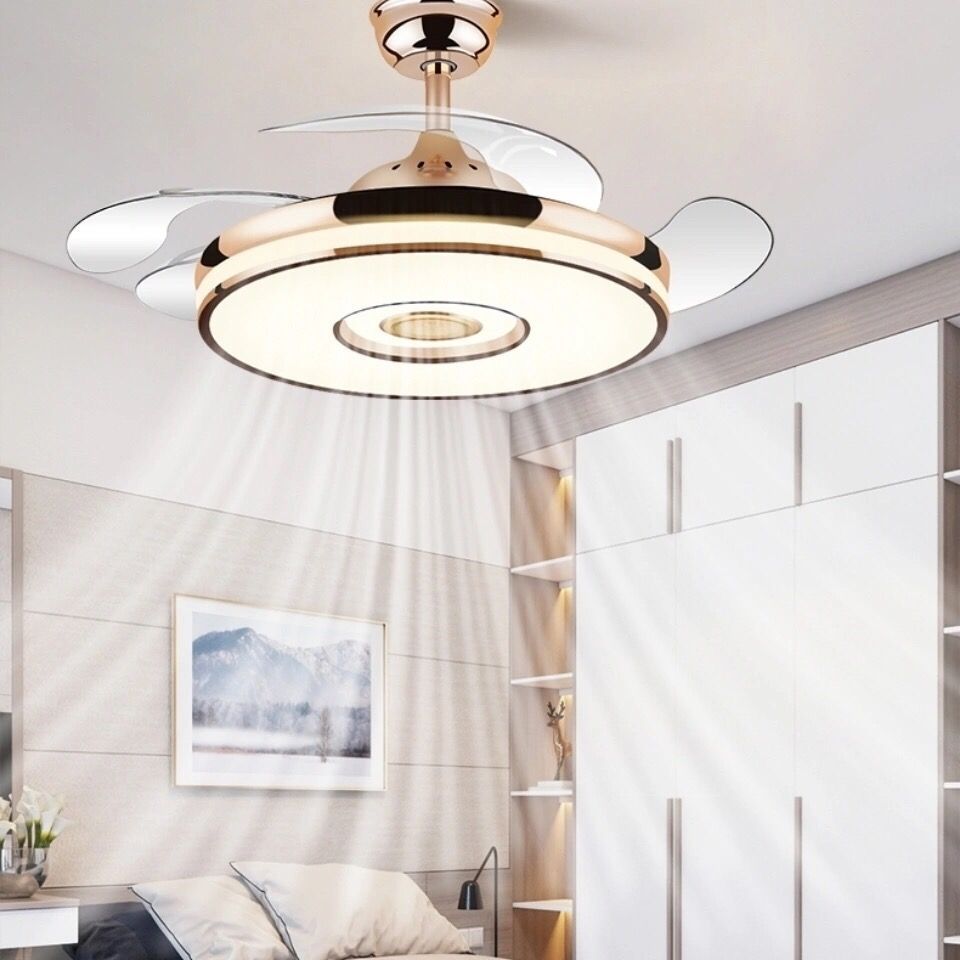 New Invisible Fan Lamp Ceiling Fan Lamp Strong Wind Living Room Dining Room Bedroom Bluetooth Audio with Fan Home Chandelier