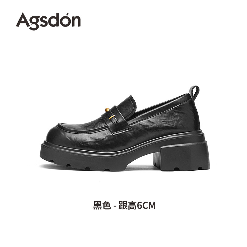 奥古狮登厚底乐福鞋女2025新款秋季巨好看配裙子英伦风小皮鞋单鞋|undefined