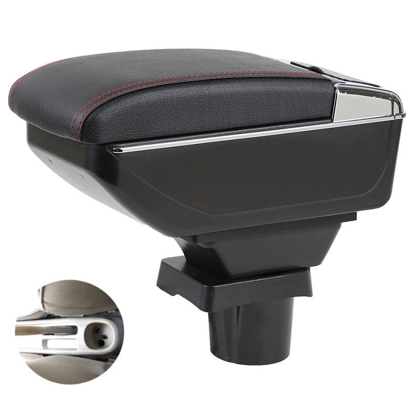 唐姗姗 Armrest Box For 02-08 Toyota Vios 03-07 Vios Special Central Armrest (Armrest box) - double-layer-retractable-without-usb-black-red-line