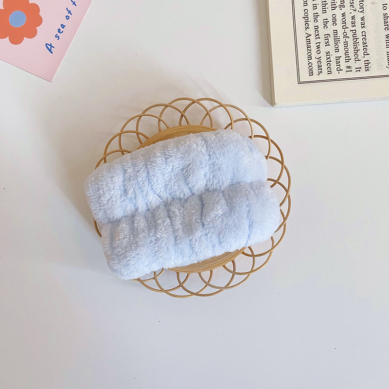 Traje de la correa de la muñeca de la banda del pelo de franela transfronteriza europea y americana Amazon mujeres antideslizante cara lavado diadema autoadhesivo semiacabado anillo de pelo