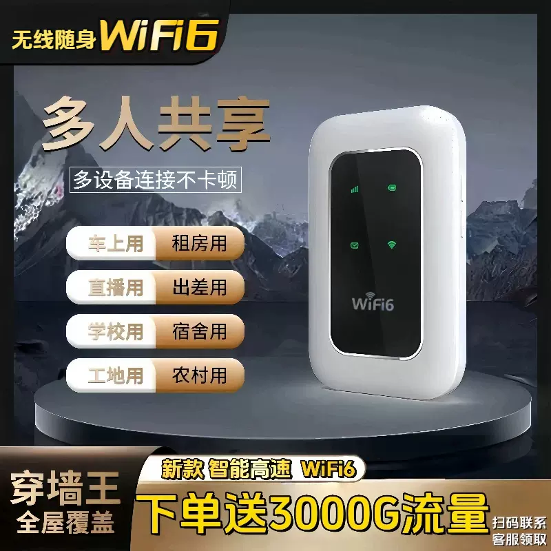 优选无线wifi6高速上网智能随身WiFi路由器工地宿舍户外直播上网