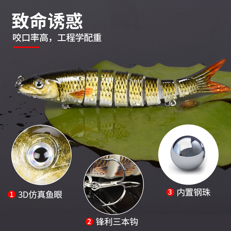 Multi-Sección de pescado biónico Loach falso cebo traje de largo tiro lento hundimiento 10cm10g simulación 9-Sección pescado cebo duro Luya cebo