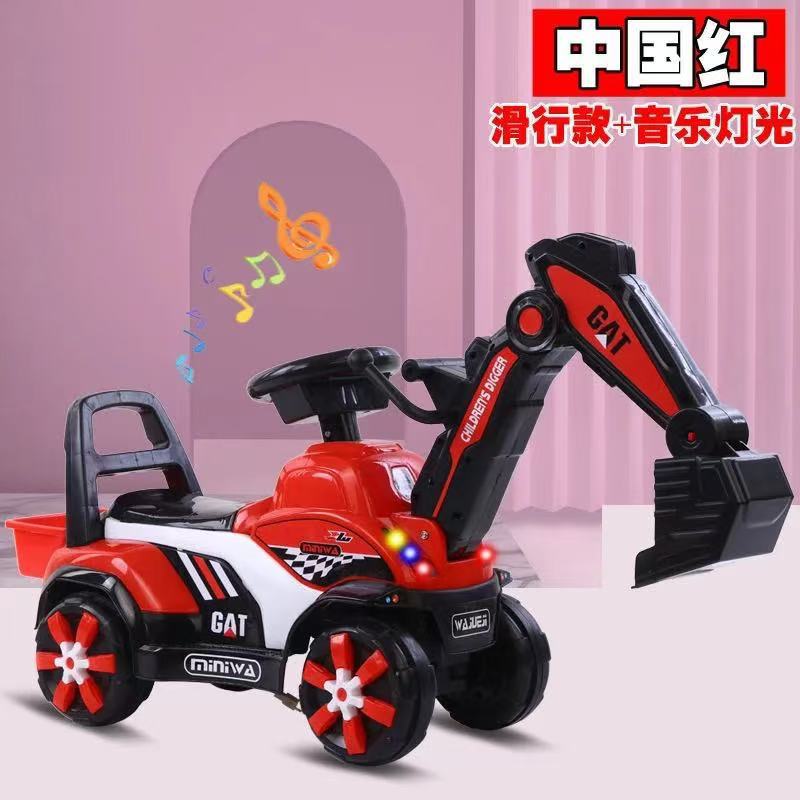 Excavadora para niños, excavadora para niños, juguetes para jugar con arena, excavadora eléctrica de cuatro ruedas, excavadora de simulación de tamaño grande