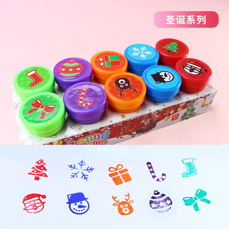 Sello de la mano de los niños de dibujos animados pequeño sello al por mayor todo tipo de animales creativos Navidad princesa maestro comentario recompensa sello