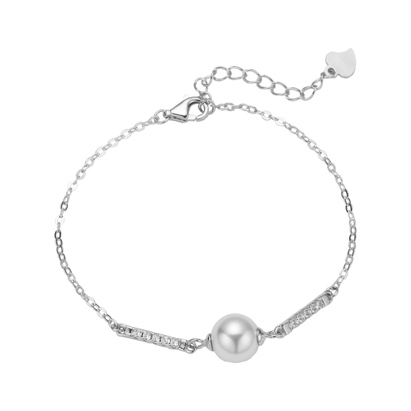 Comercio exterior europeo y americano joyería transfronteriza simple y de moda con incrustaciones de diamantes, cadena de perlas de una sola concha, joyería de mano, pulsera de mujer