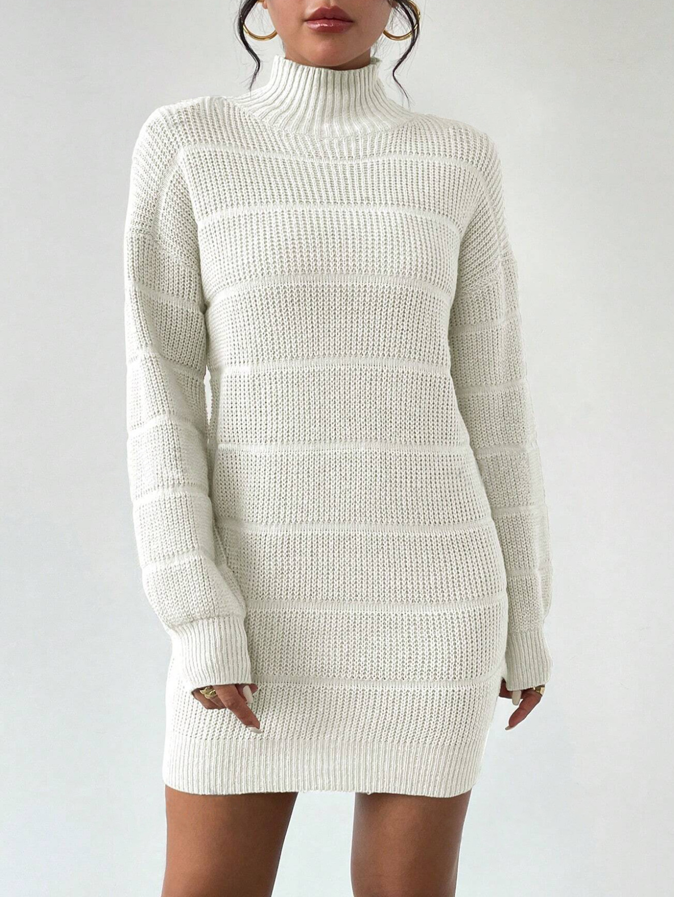 464g Weight Above Knee Dress Length Type Long Sleeve Sleeve Length Sheath Dress Dresses Type Regular Sleeve Sleeve Type Polyester Fabric Type Mid Waist Waist Line Daily Occasion Turtleneck Neckline Slim Fit Type Solid Color Pattern Winter, Autumn Season Women's Gender Casual, Elegant Style Wholesale Women's Casual Elegant Solid Color Daily Turtleneck Long Sleeve Sheath Dress 1