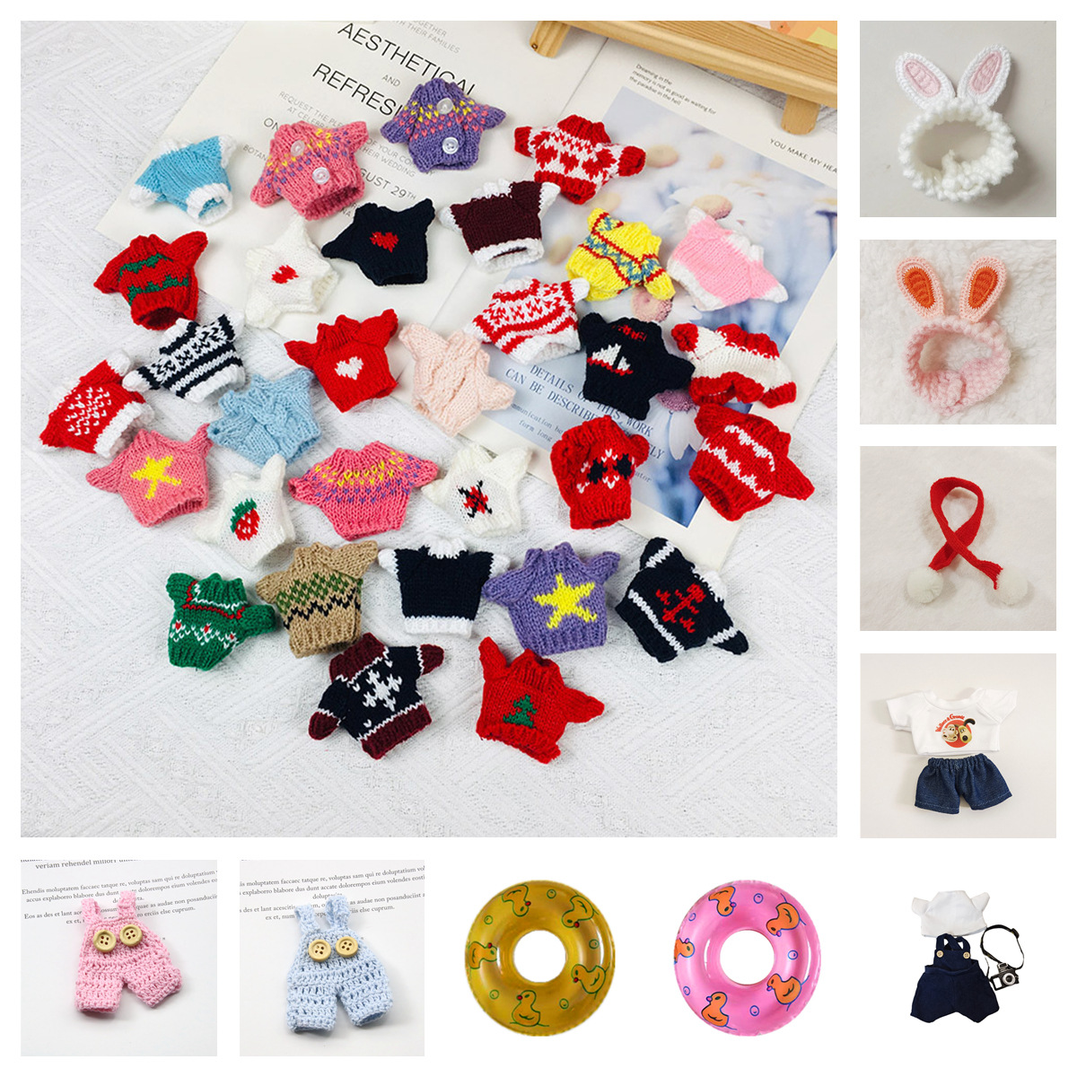 Venta caliente jefe perro 14cm felpa muñeca suéter Ropa Accesorios colección Navidad traje en stock al por mayor