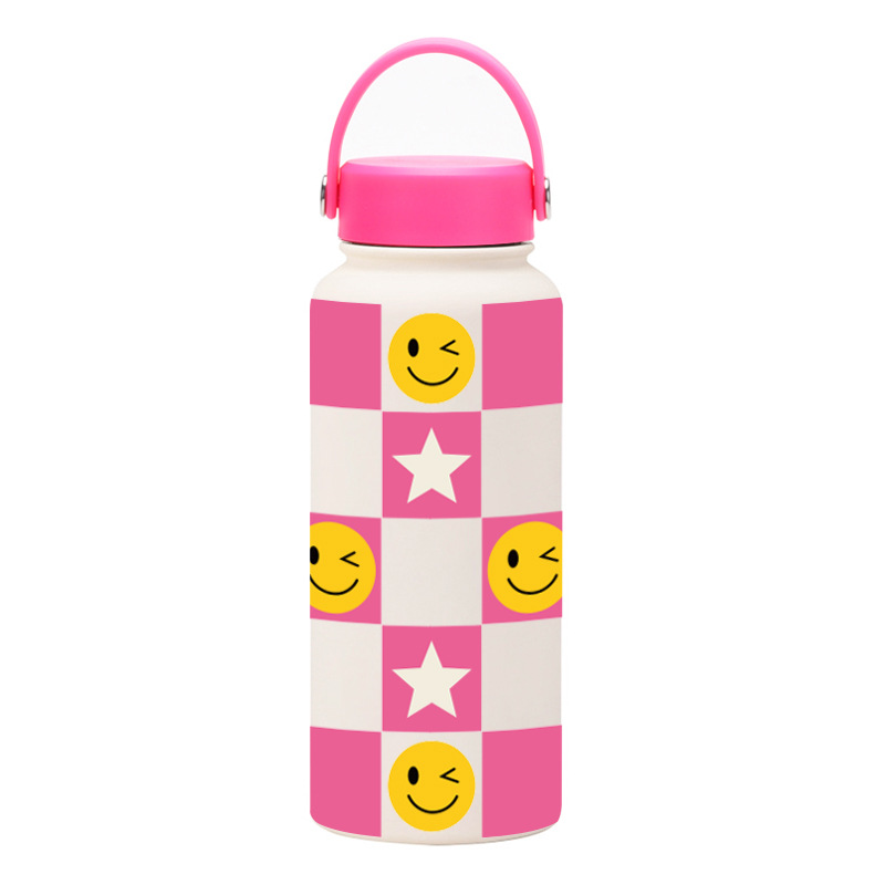 Nueva Botella de Agua Deportiva Aislada de 1 Litro, Boca Ancha, Portátil, al Vacío, para Exteriores, con Estampado, para Mujer, 2026