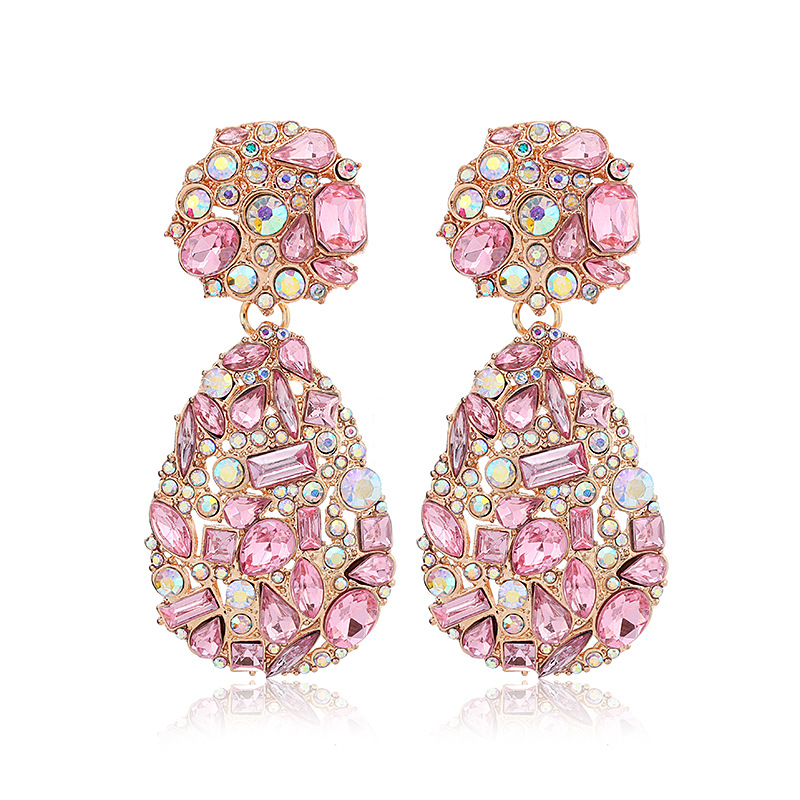 1 Pair Retro Exaggerated Water Droplets Plating Inlay Alloy Rhinestones Ear Clips display picture 2