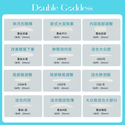 Double-Sided Goddess Lace Invisible Eyelid Adhesive Tape, Water-Activated, High Support, Strong Adhesion, Breathable, No Glue, Multiple Sizes