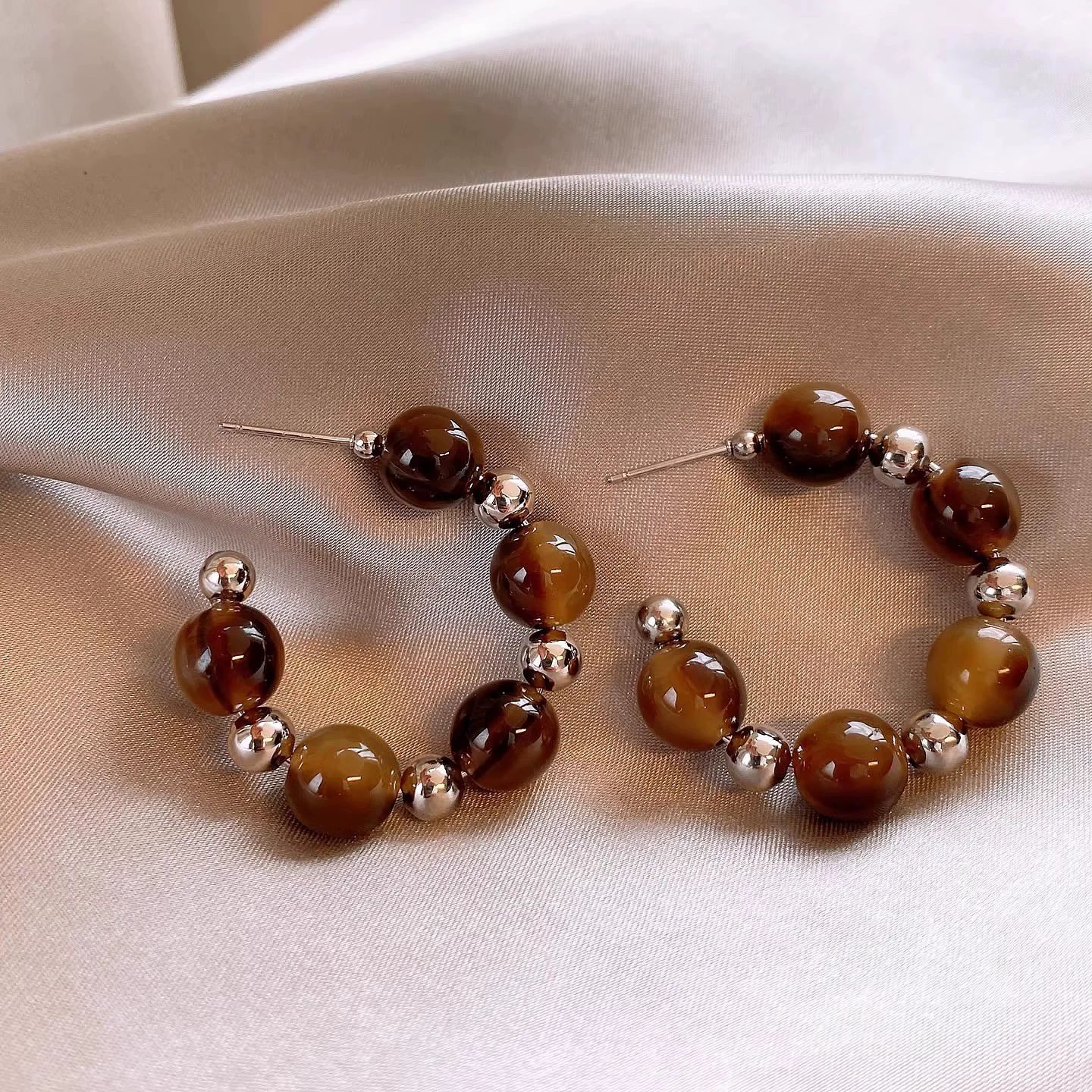 A2705 plata-curry retro pendientes tipo C