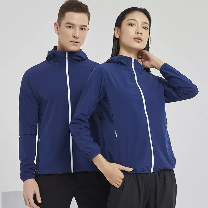 户外运动跑步风衣拉链外套男女薄款工作服定制印logo长袖皮肤衣