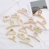 Metal big crab pin from pearl, hairgrip, hair accessory, suitable for import