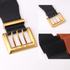 Cool Match Belt Western Elastic Wide Waist Cover Women Elastic Knitted Decorative Dress Coat Belt Fashion Pin Fastener
