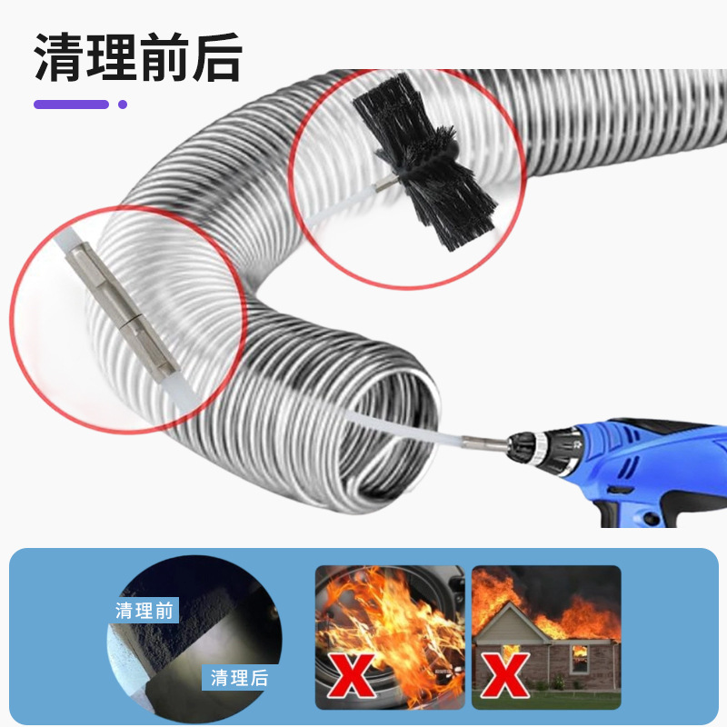 Cepillo de limpieza de chimeneas transfronterizo al por mayor, herramienta multifuncional doméstica con varilla extensible para limpieza y mantenimiento de chimeneas, cepillo de nailon para limpieza.