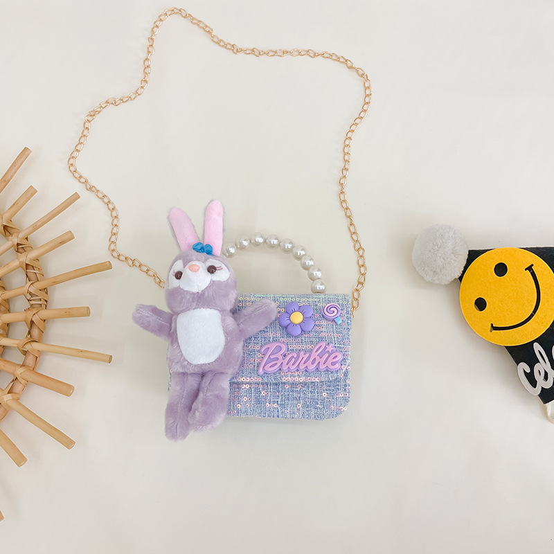 2023 nuevo bolso de los niños bolsa de hombro de conejo de dibujos animados estilo Chanel princesa bolsa perla portátil monedero bolsa