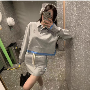 Miu2025 Autumn Design Spring New Preppy Style Casual Color-Blocking Sweatshirt Fashionable Versatile Top for Women