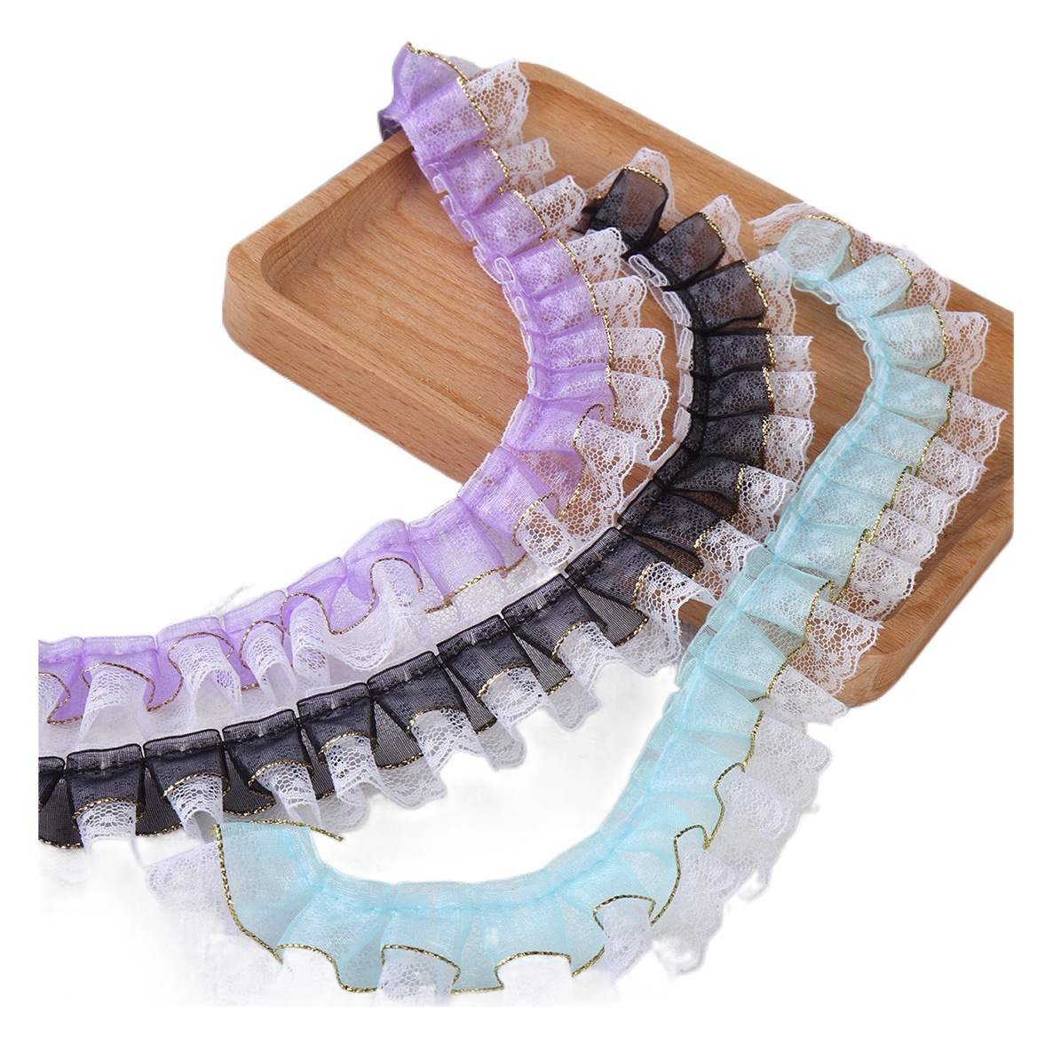 現物3.5cm金辺雪紗波点レース玩具家紡織バッグ工芸アクセサリースカート割引レース