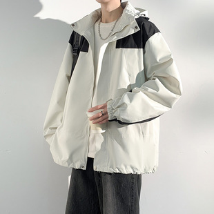 2024 New Outdoor Couple Color-Blocked Jacket with Detachable Hood, Waterproof and Windproof Mountaineering Jacket