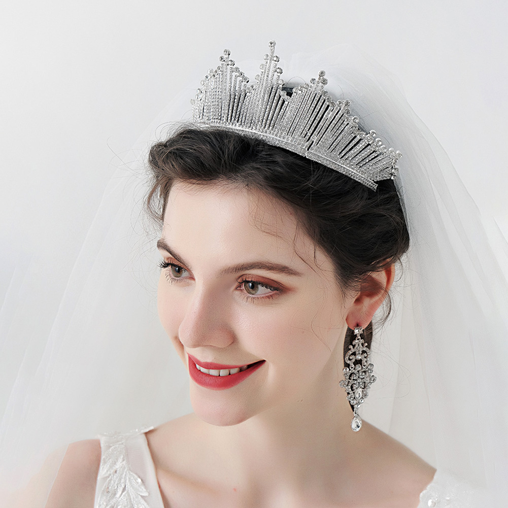 Korean Simple Headdress Full Of Diamonds Beauty Pageant Crown Headband Photo Studio Makeup Wedding Hair Accessories Alloy Rhinestone Bridal Crown