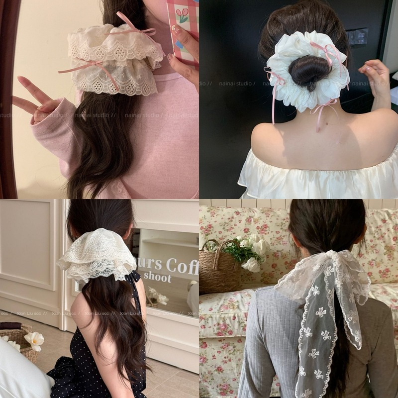 甘いレースのリボンヘアゴム、スーパーフェアリーバレエスタイルのヘアゴム、優しい気質のボールヘアアクセサリー|undefined