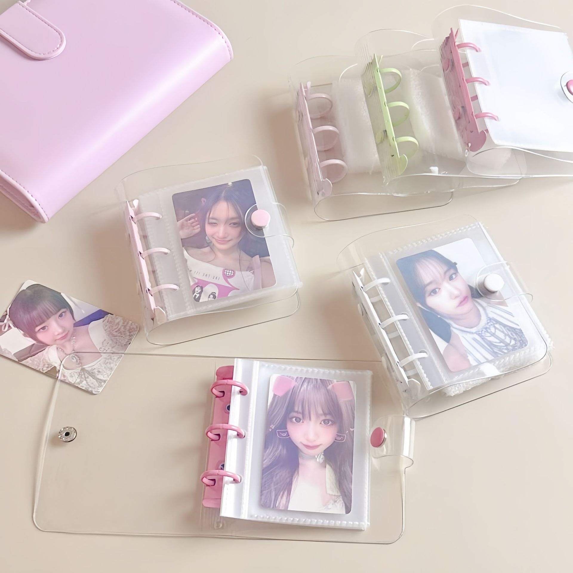 3-hole transparent PVC card album Polaroid photo album flash loose leaf star album small card 3 inch 1 grid single storage photo